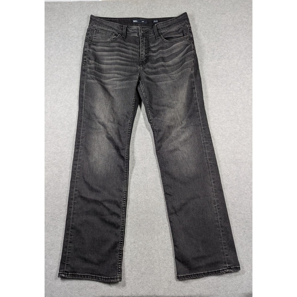 BKE Denim Men Jeans 33x31.5 Jake Straight Whiskering Faded Stretch Black